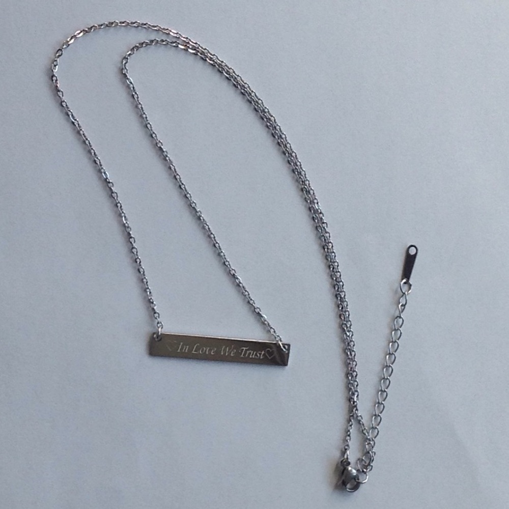 ENGRAVED NEW SILVER BAR NECKLACE